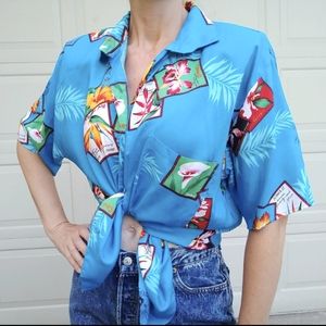 1980's ISLAND TOURIST SHIRT 80's blouse S M